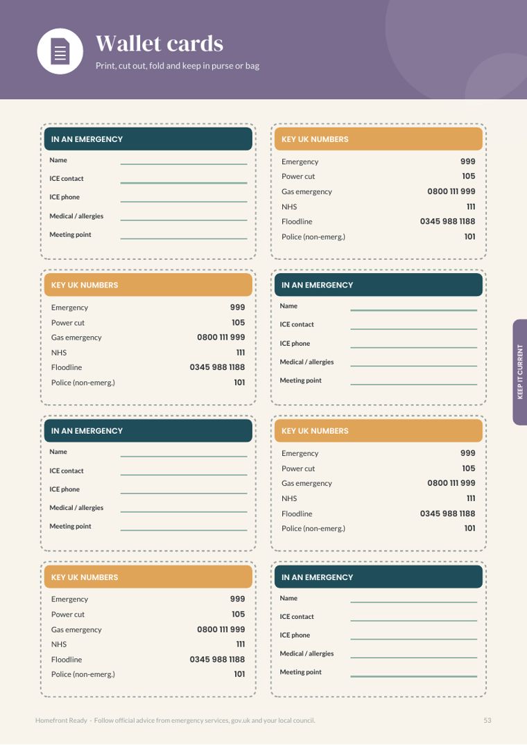 Wallet cards page